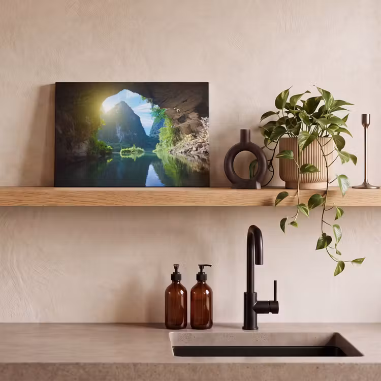 Canvas schilderij - Water - Grot - Zon - Natuur - Planten — 3
