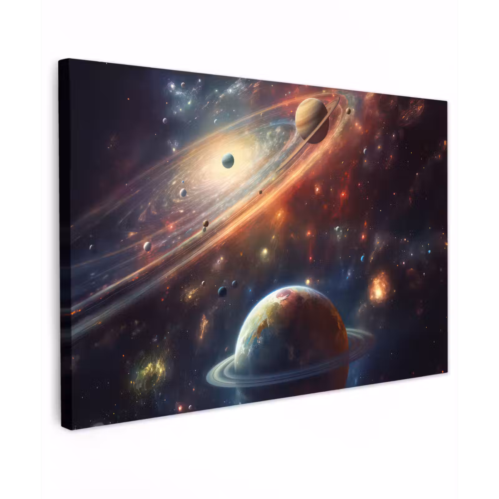 Canvas schilderij - Ruimte - Planeten - Neon - Sterren — 1