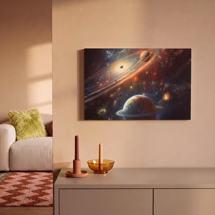 Canvas schilderij - Ruimte - Planeten - Neon - Sterren — 2