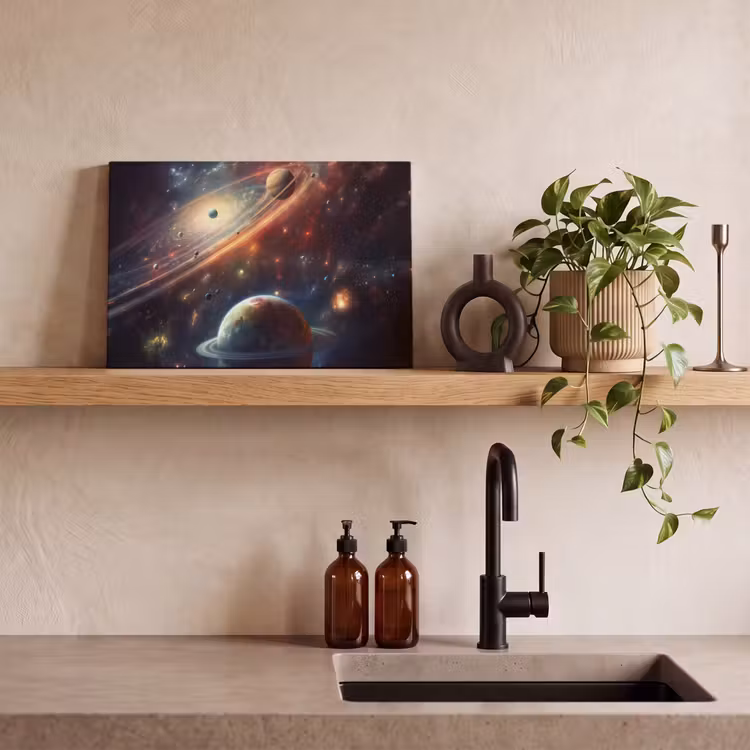 Canvas schilderij - Ruimte - Planeten - Neon - Sterren — 4