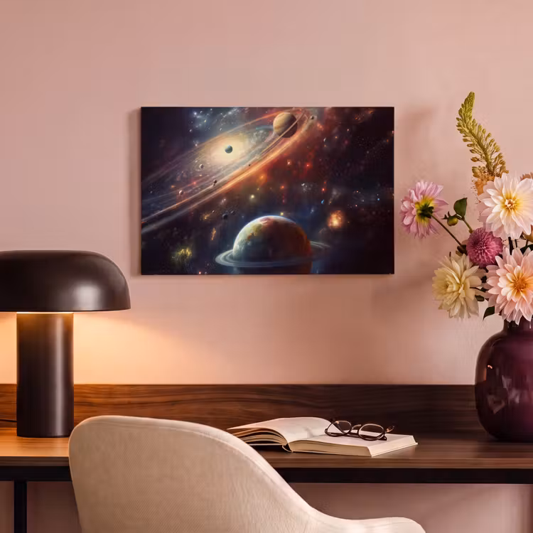 Canvas schilderij - Ruimte - Planeten - Neon - Sterren — 6
