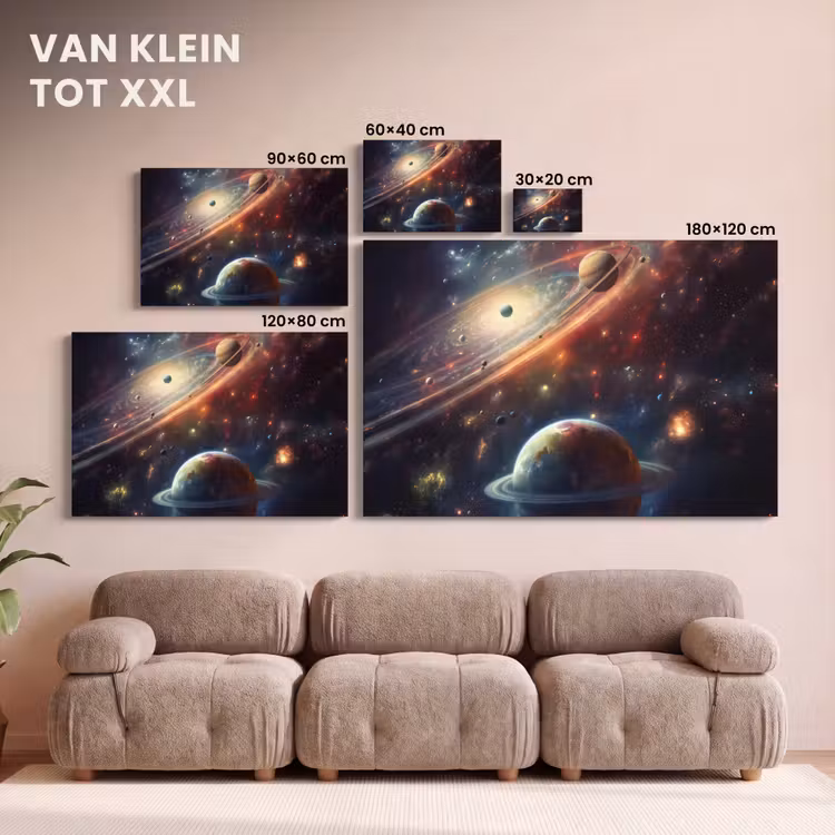 Canvas schilderij - Ruimte - Planeten - Neon - Sterren — 7