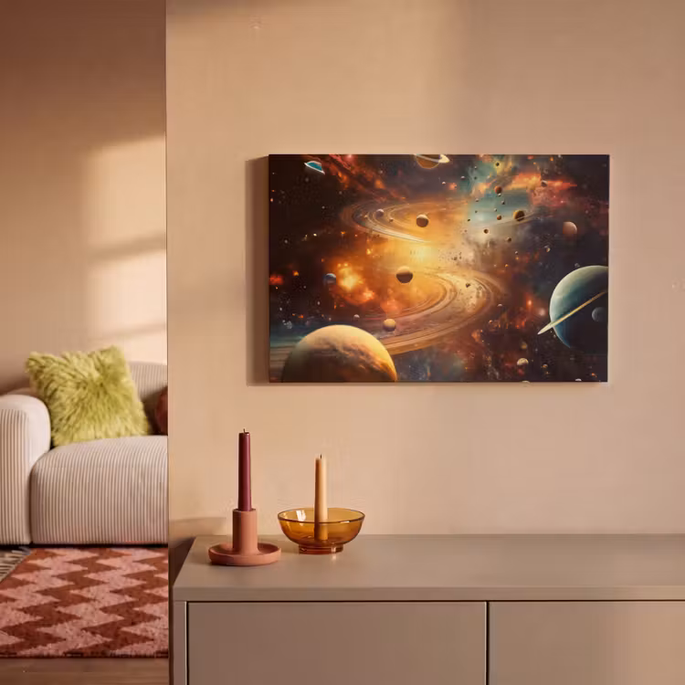 Canvas schilderij - Melkweg - Ruimte - Neon - Planeten — 2