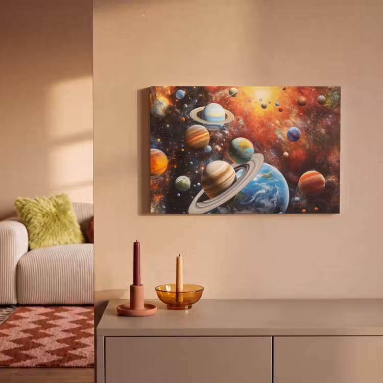 Canvas schilderij - Planeten - Heelal - Neon - Ruimte — 2