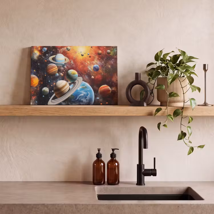 Canvas schilderij - Planeten - Heelal - Neon - Ruimte — 4