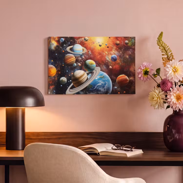 Canvas schilderij - Planeten - Heelal - Neon - Ruimte — 6