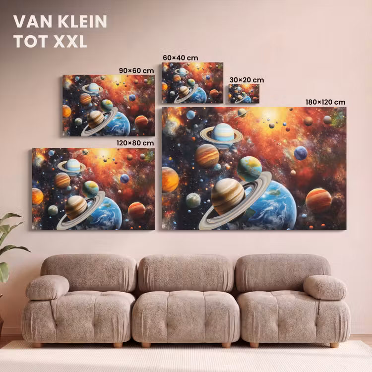 Canvas schilderij - Planeten - Heelal - Neon - Ruimte — 7