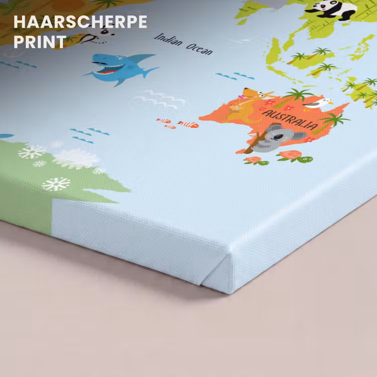 Canvas schilderij - Wereldkaart - Kinderen - Dieren - Natuur - Jongens - Meisjes — 4