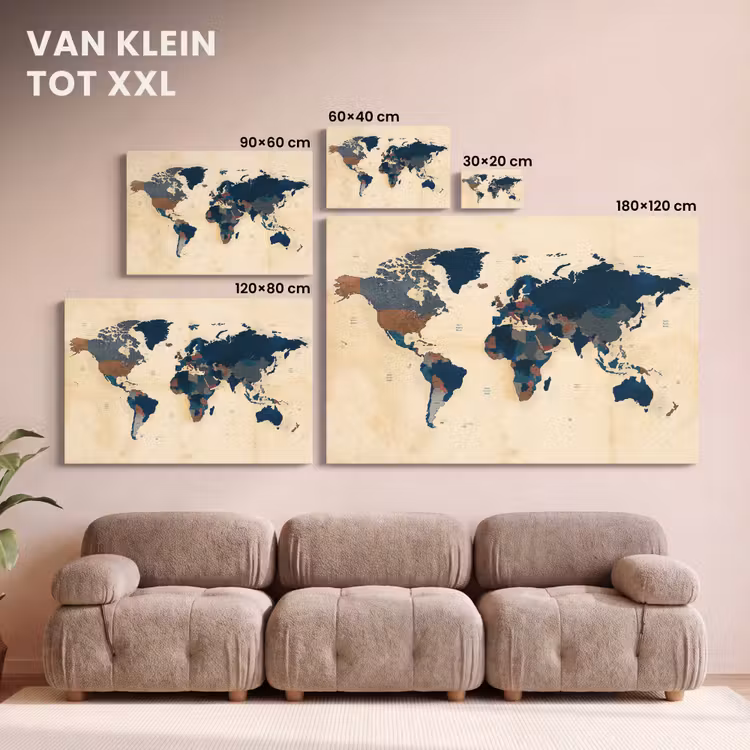 Canvas schilderij - Wereldkaart - Vintage - Papyrus - Kinderen - Jongens - Meisjes — 7