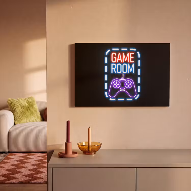 Canvas schilderij - Neon - Quotes - Game room - Controller - Zwart — 2