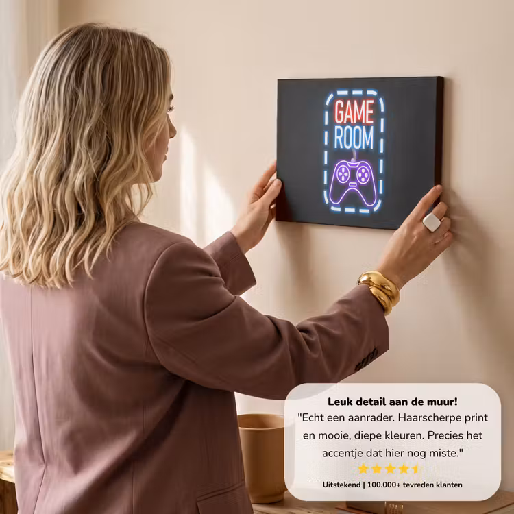 Canvas schilderij - Neon - Quotes - Game room - Controller - Zwart — 3