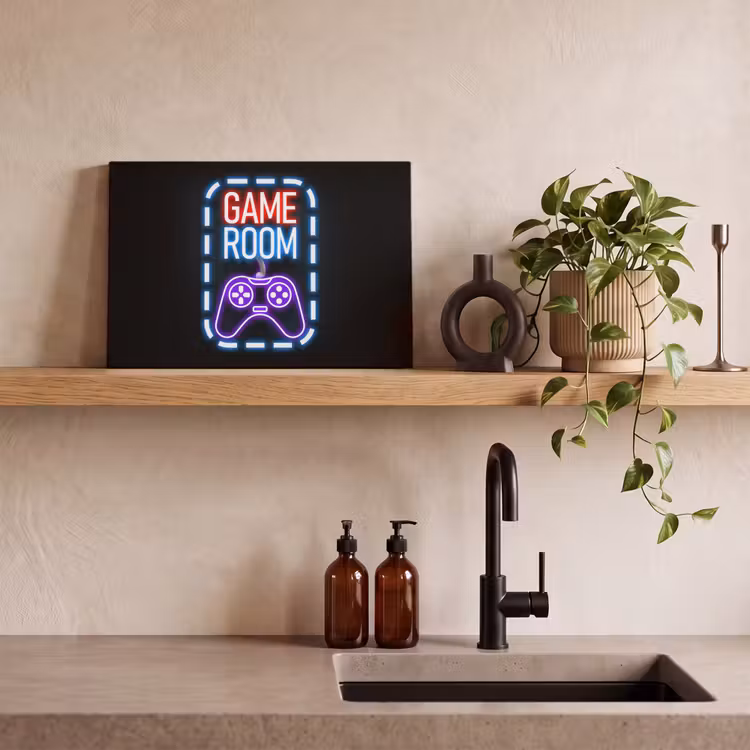 Canvas schilderij - Neon - Quotes - Game room - Controller - Zwart — 4