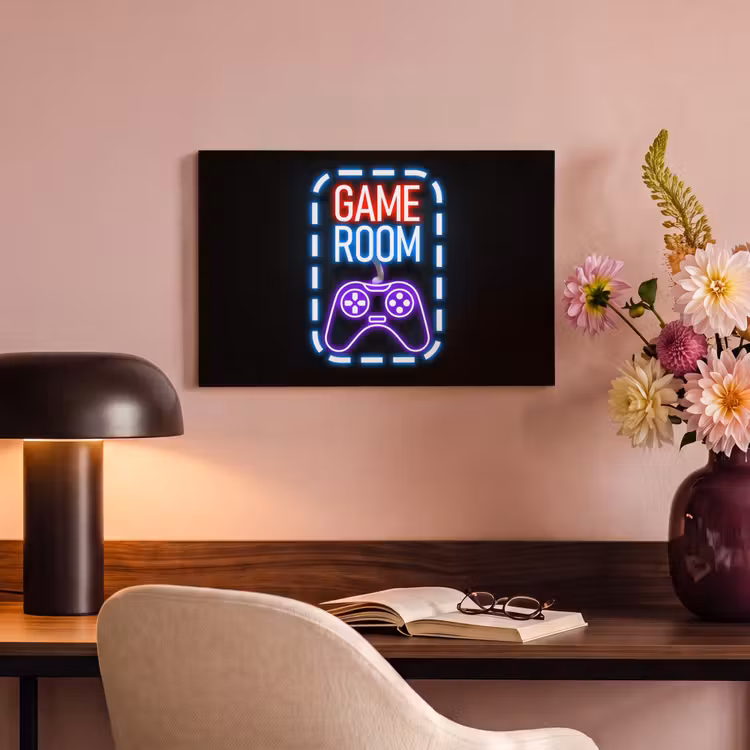 Canvas schilderij - Neon - Quotes - Game room - Controller - Zwart — 6