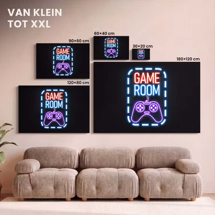 Canvas schilderij - Neon - Quotes - Game room - Controller - Zwart — 8
