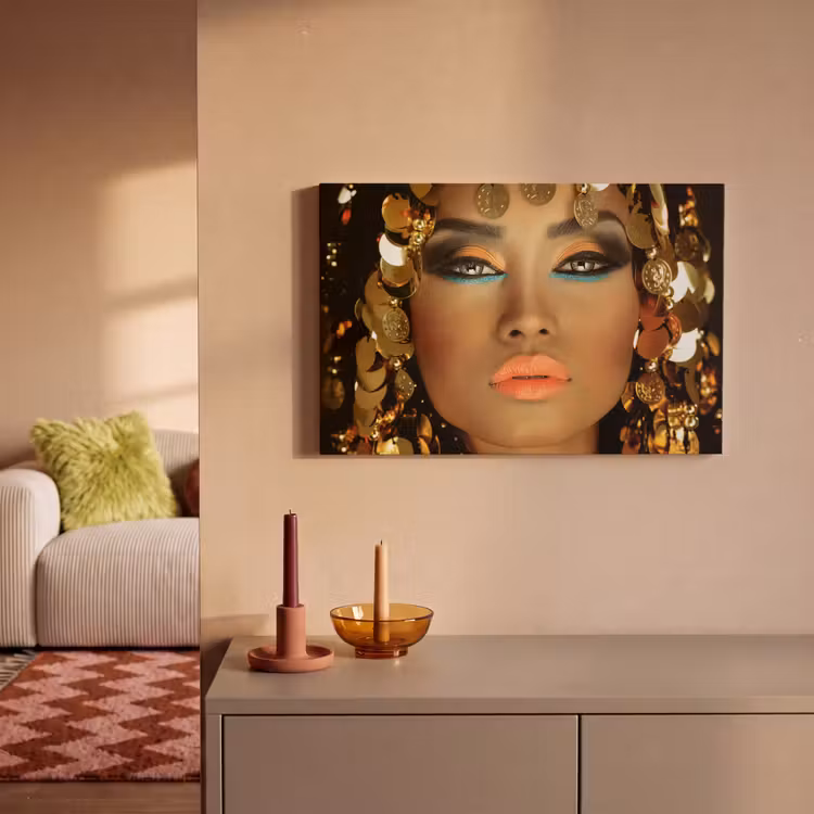 Canvas schilderij - Vrouw - Cleopatra - Goud - Sieraden - Make up - Luxe — 2