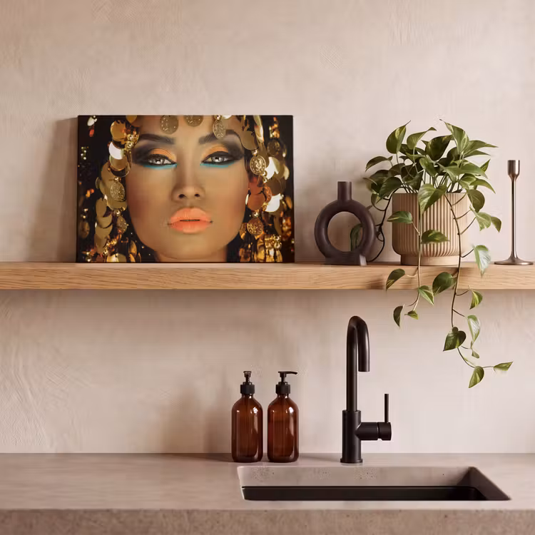 Canvas schilderij - Vrouw - Cleopatra - Goud - Sieraden - Make up - Luxe — 4