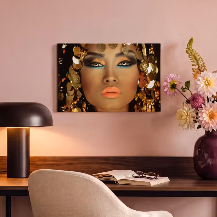 Canvas schilderij - Vrouw - Cleopatra - Goud - Sieraden - Make up - Luxe — 6