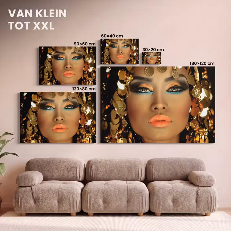 Canvas schilderij - Vrouw - Cleopatra - Goud - Sieraden - Make up - Luxe — 8