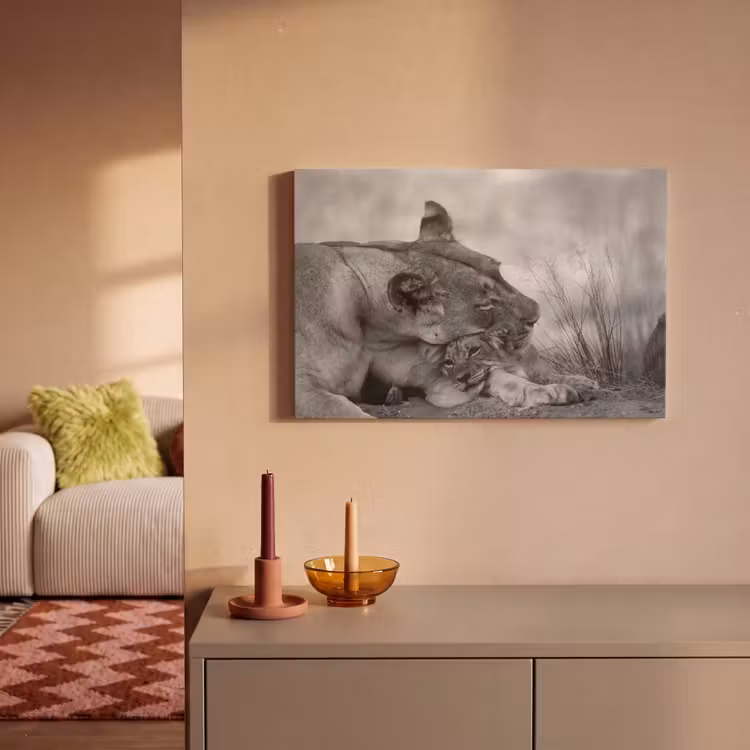 Canvas schilderij - Leeuwin - Welp - Zwart — 2