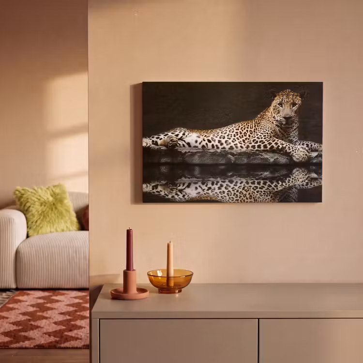 Canvas schilderij - Luipaard - Water - Bos — 2