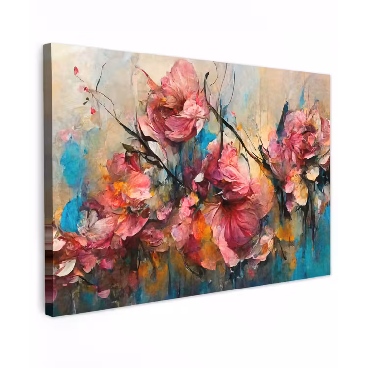 Canvas schilderij - Kunst - Bloemen - Roze - Rozen - Natuur — 1