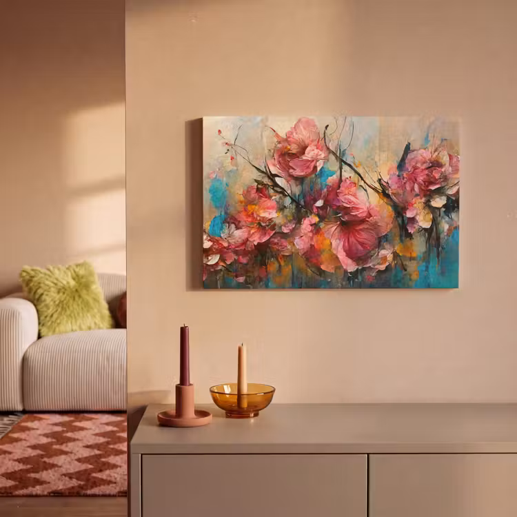 Canvas schilderij - Kunst - Bloemen - Roze - Rozen - Natuur — 2