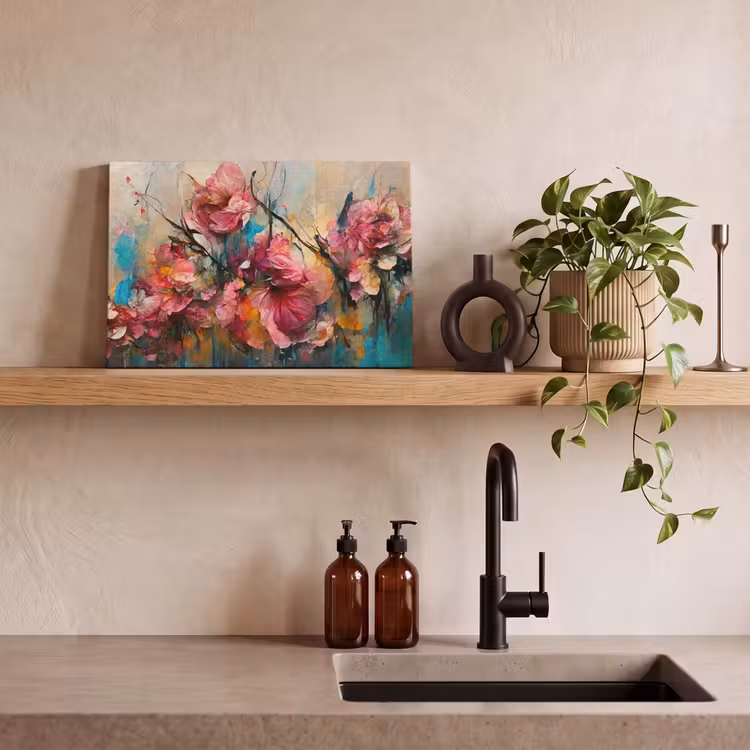 Canvas schilderij - Kunst - Bloemen - Roze - Rozen - Natuur — 4