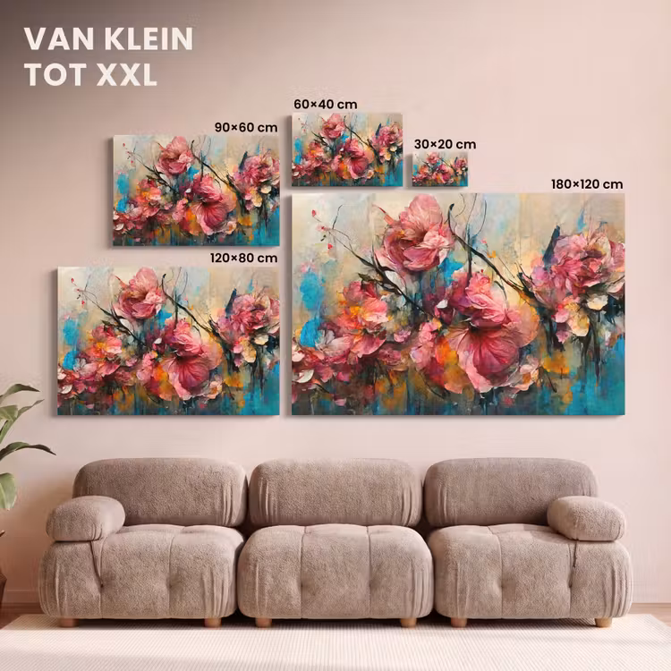 Canvas schilderij - Kunst - Bloemen - Roze - Rozen - Natuur — 7