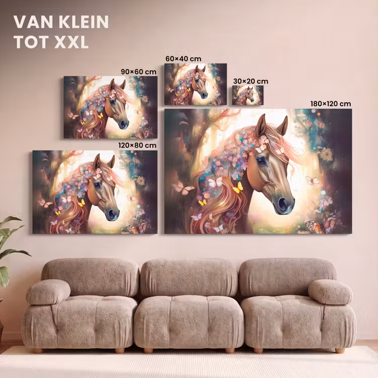 Canvas schilderij - Paard - Natuur - Bloemen - Vlinders - Bos — 7