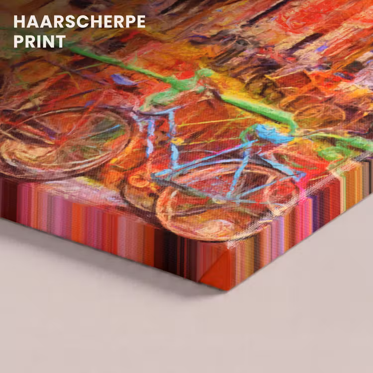 Canvas schilderij - Schilderij - Fiets - Amsterdam - Gracht - Olieverf — 5