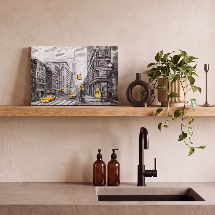Canvas schilderij - Schilderij - Stad - Auto - Geel — 4