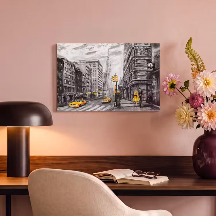 Canvas schilderij - Schilderij - Stad - Auto - Geel — 6