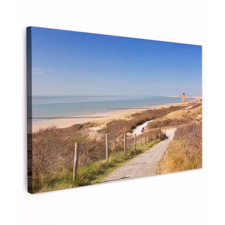 Canvas schilderij - Strand - Zee - Vuurtoren - Nederland — 1