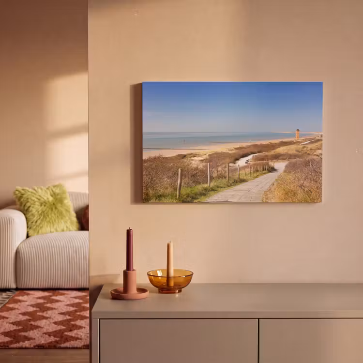 Canvas schilderij - Strand - Zee - Vuurtoren - Nederland — 2