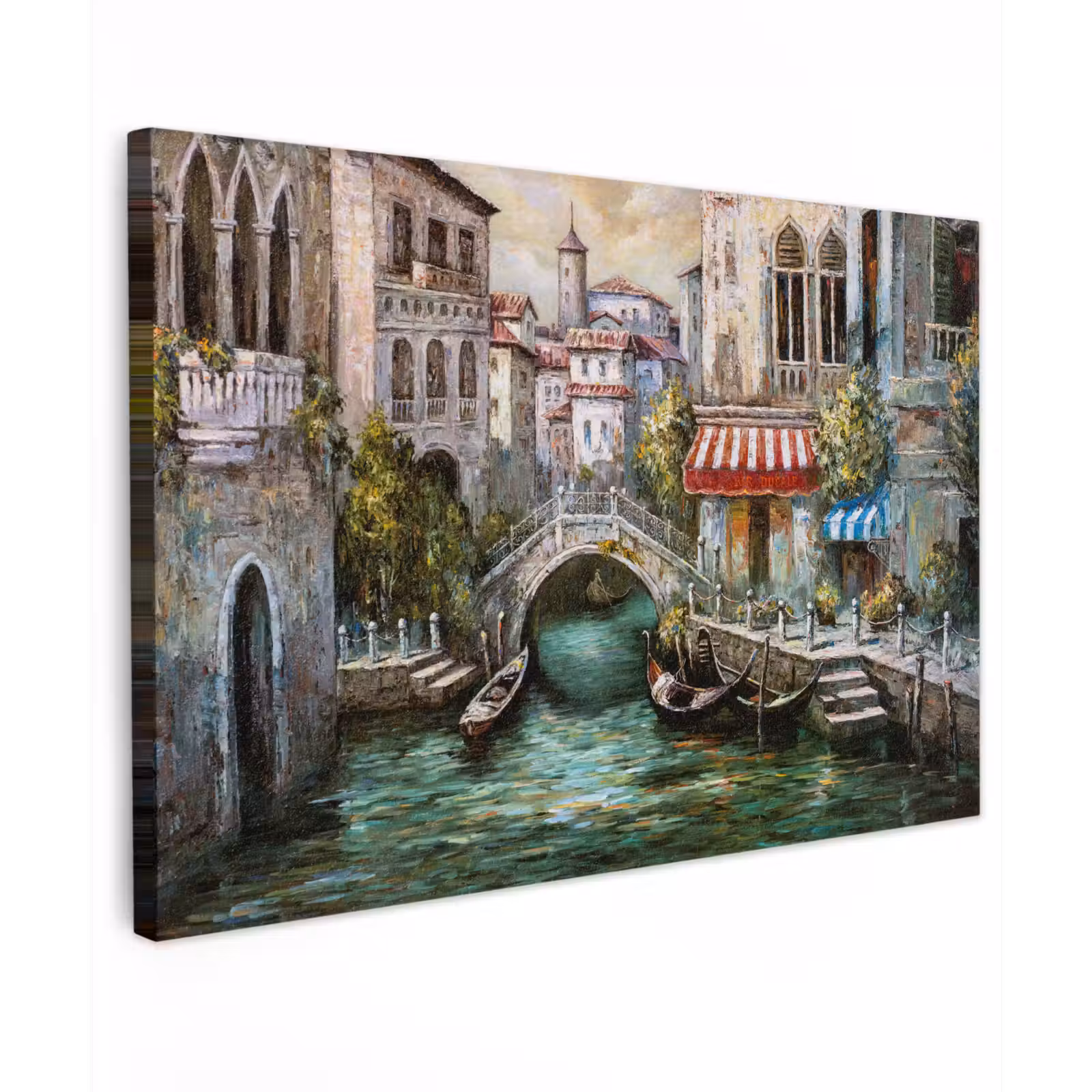 Canvas schilderij - Schilderij - Olieverf - Water - Gracht - Italië — 1