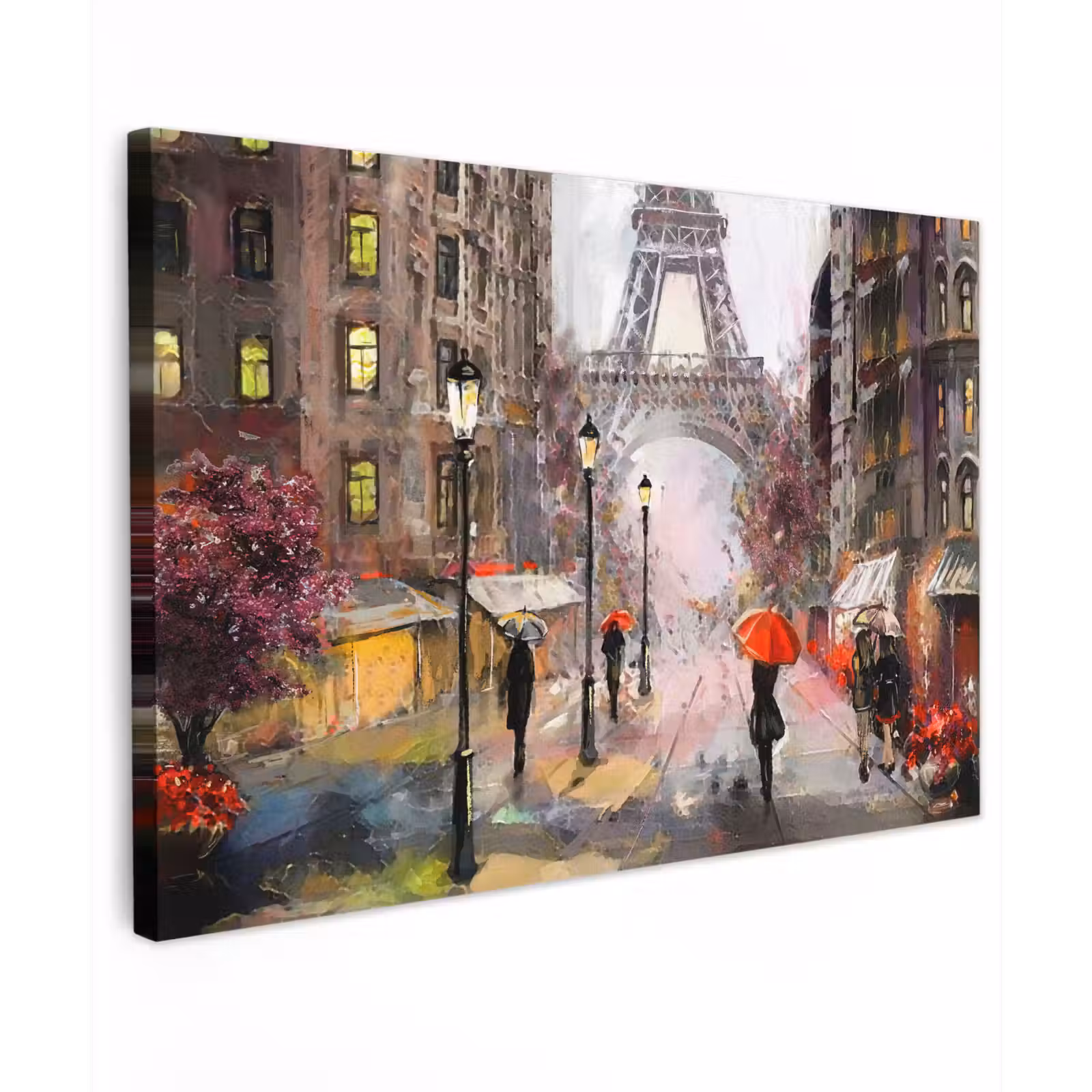 Canvas schilderij - Schilderij - Parijs - Eiffeltoren - Paraplu - Olieverf — 1