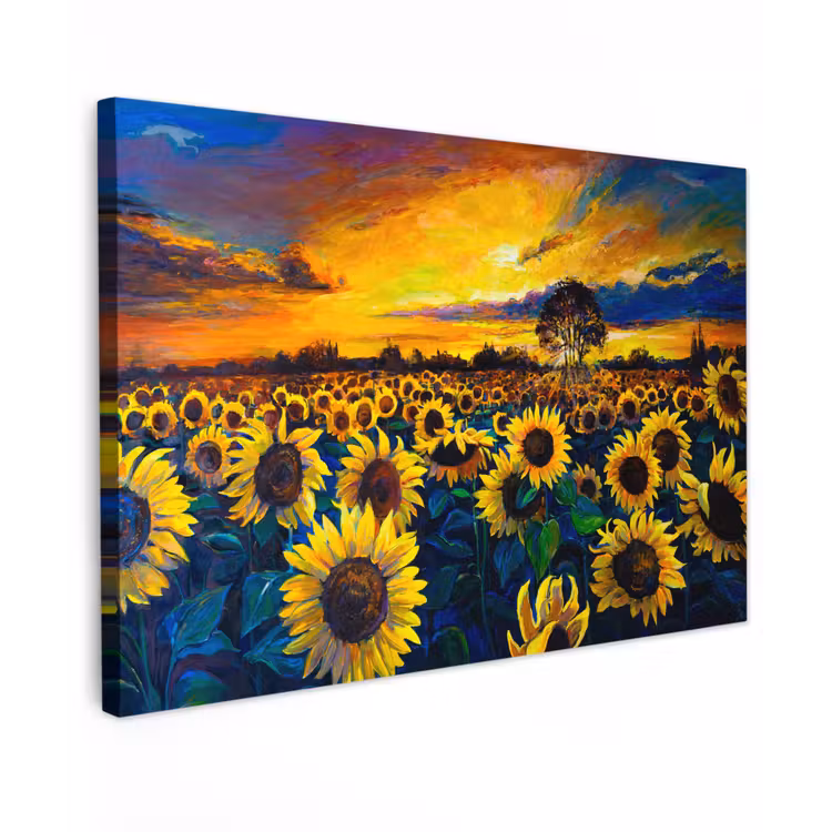 Canvas schilderij - Schilderij - Olieverf - Bloemen - Zonnebloem — 1