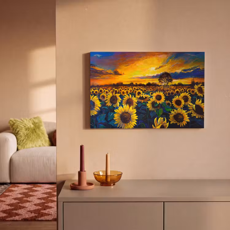 Canvas schilderij - Schilderij - Olieverf - Bloemen - Zonnebloem — 2