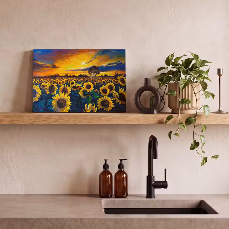 Canvas schilderij - Schilderij - Olieverf - Bloemen - Zonnebloem — 4