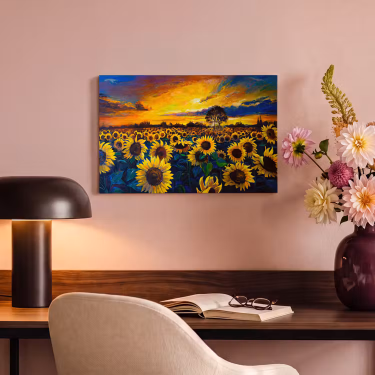 Canvas schilderij - Schilderij - Olieverf - Bloemen - Zonnebloem — 6