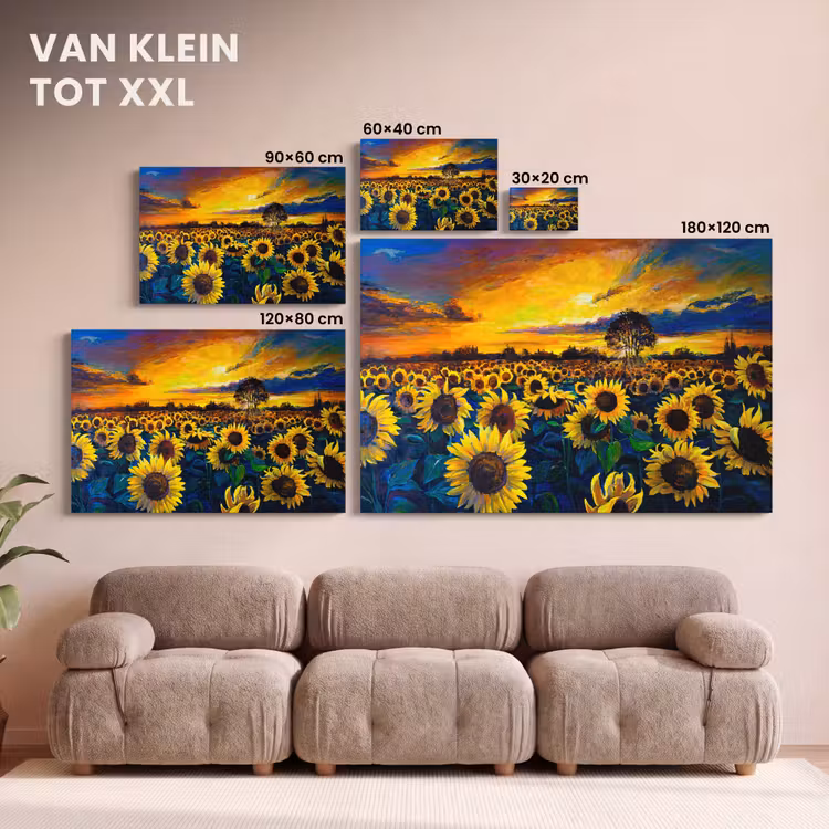 Canvas schilderij - Schilderij - Olieverf - Bloemen - Zonnebloem — 7