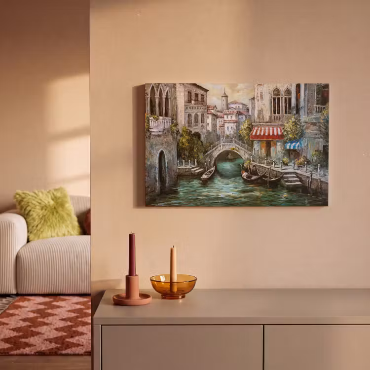 Canvas schilderij - Schilderij - Olieverf - Water - Gracht - Italië — 2