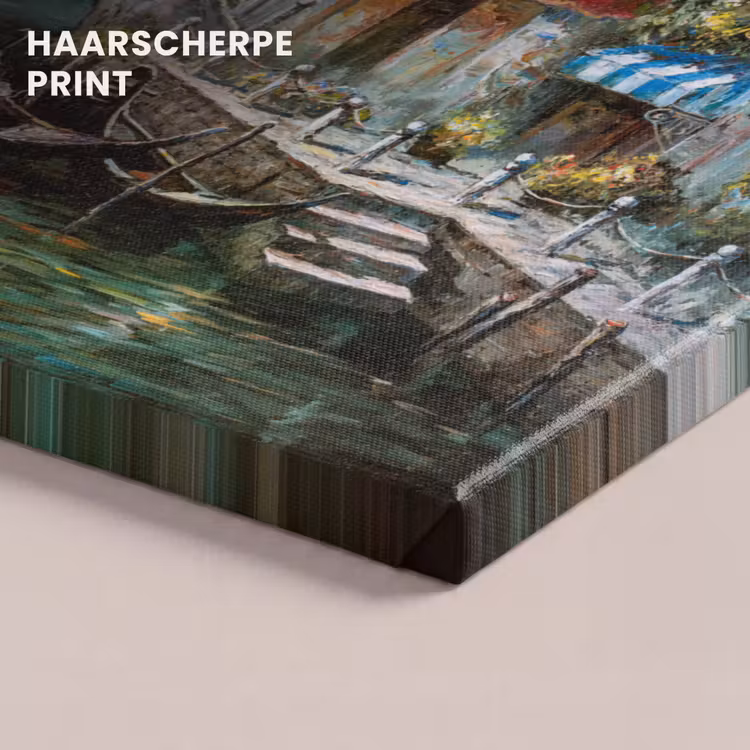 Canvas schilderij - Schilderij - Olieverf - Water - Gracht - Italië — 5