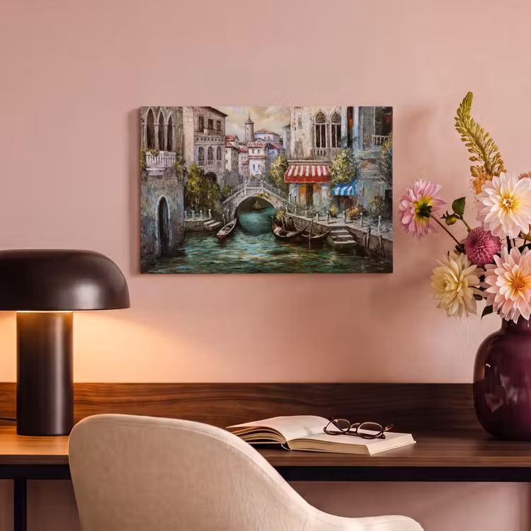 Canvas schilderij - Schilderij - Olieverf - Water - Gracht - Italië — 6
