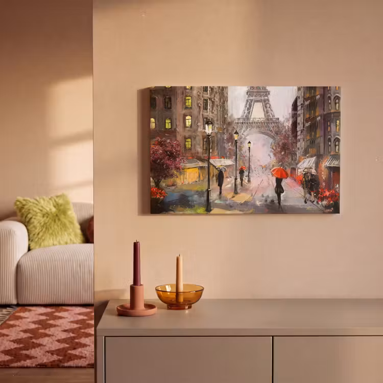 Canvas schilderij - Schilderij - Parijs - Eiffeltoren - Paraplu - Olieverf — 2