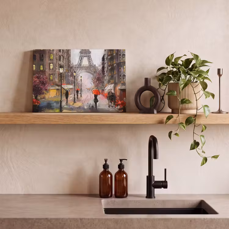 Canvas schilderij - Schilderij - Parijs - Eiffeltoren - Paraplu - Olieverf — 4