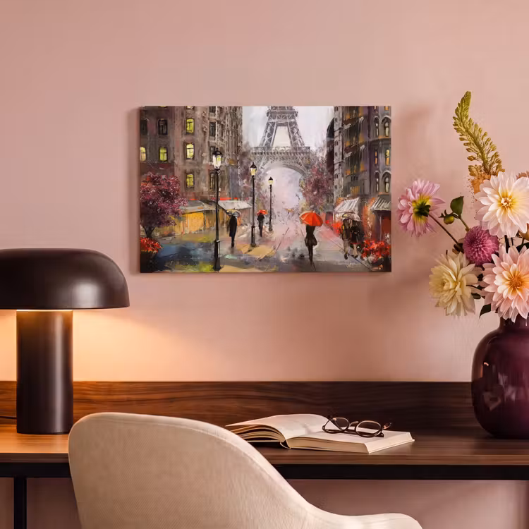 Canvas schilderij - Schilderij - Parijs - Eiffeltoren - Paraplu - Olieverf — 6