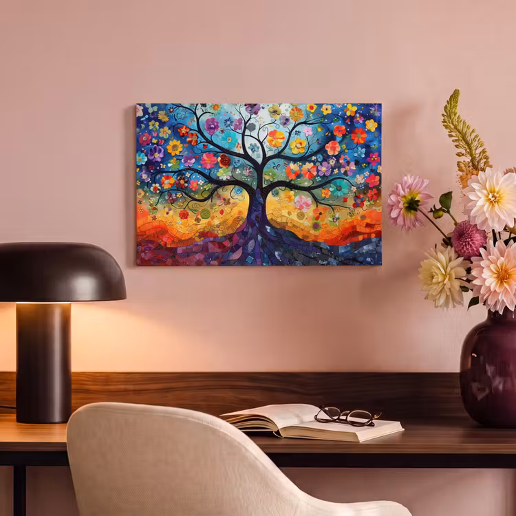 Canvas schilderij - Kunst - Levensboom - Bloemen - Hippie — 6