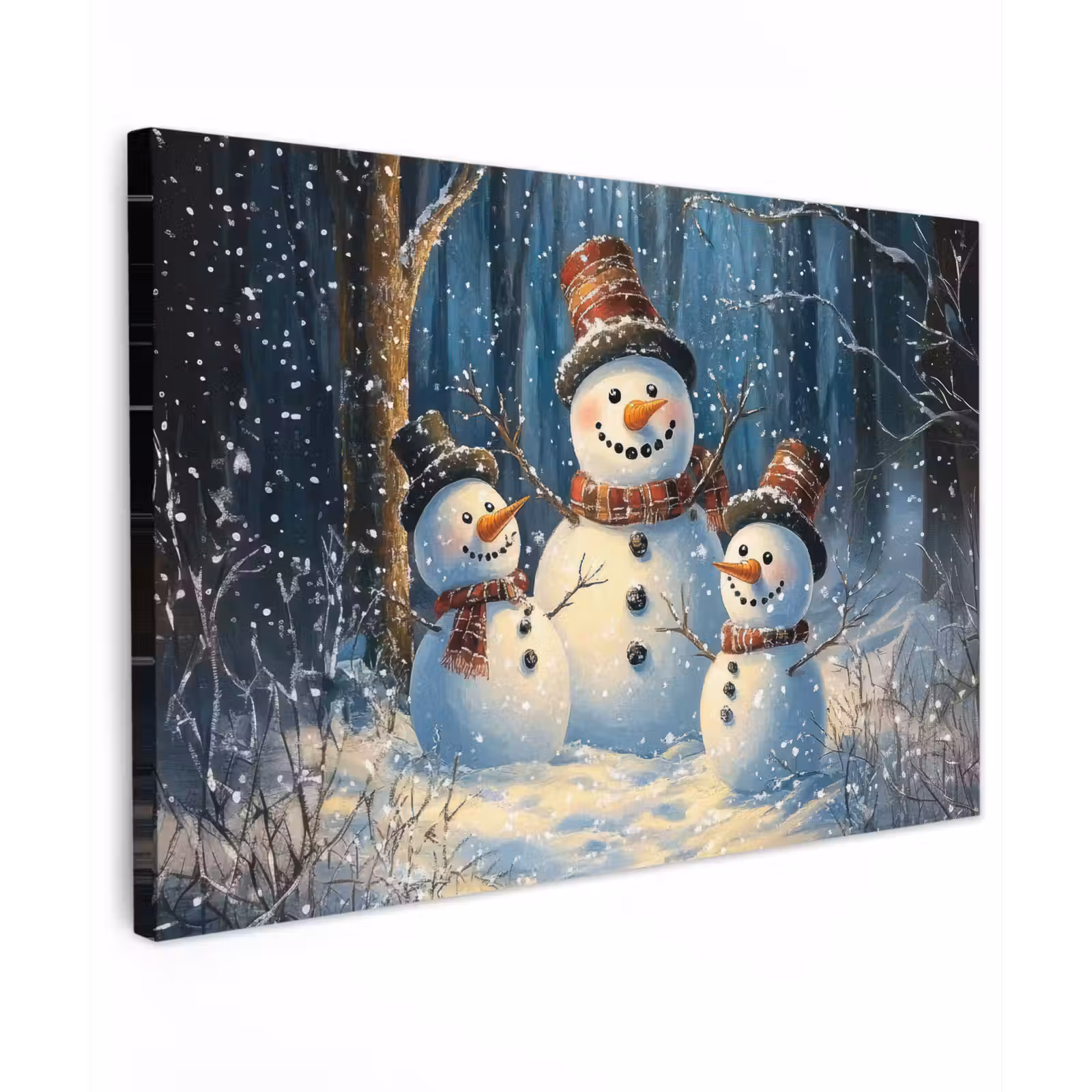 Canvas schilderij - Sneeuwpop - Sneeuw - Winter - Bos — 1