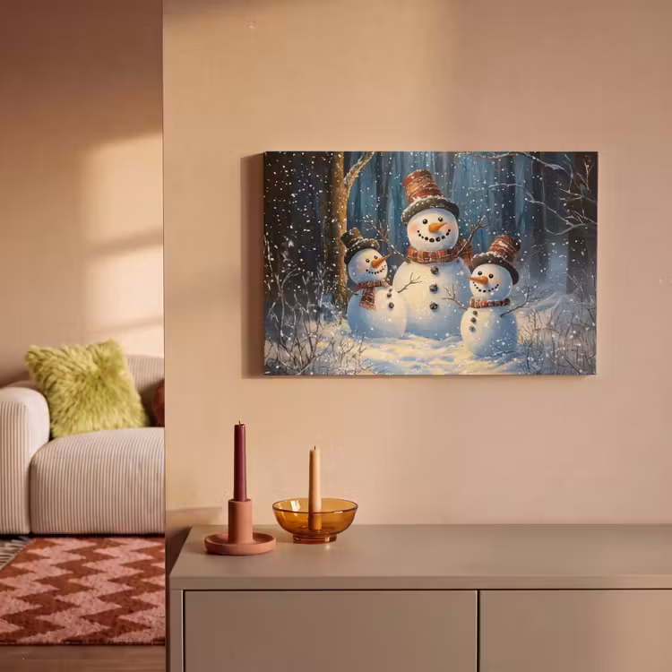 Canvas schilderij - Sneeuwpop - Sneeuw - Winter - Bos — 2